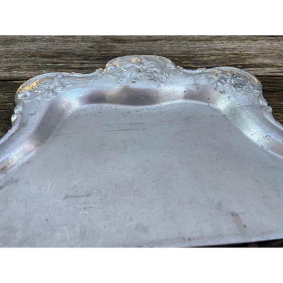 Vintage Aluminum Crumb Tray with Scraper Ornate Nouveau Floral - Picture 10 of 13
